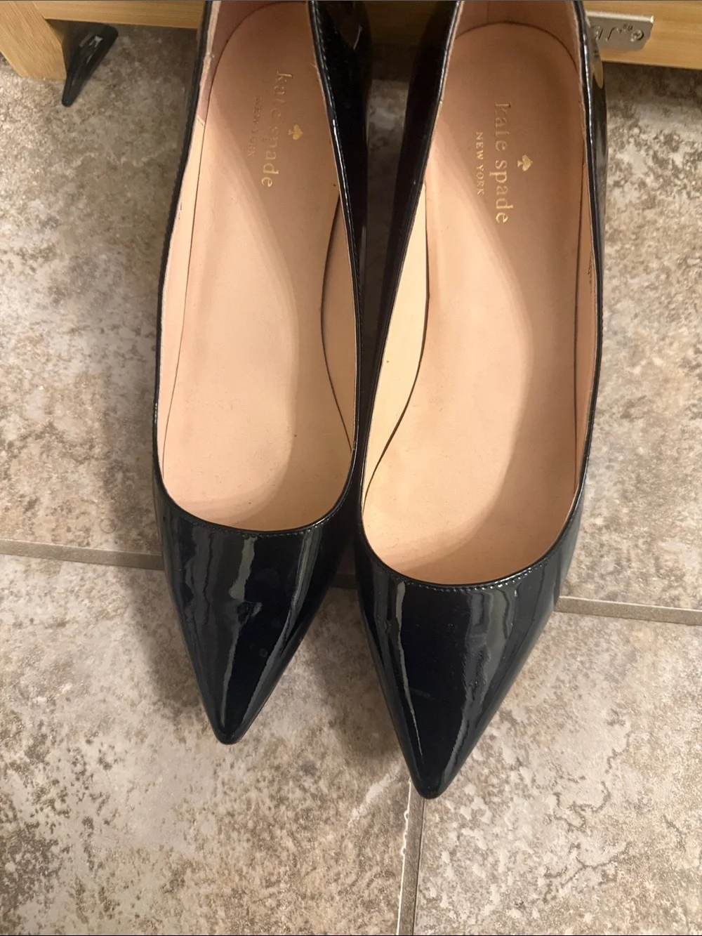 kate spade Black Patent Pointed-Toe Heels
